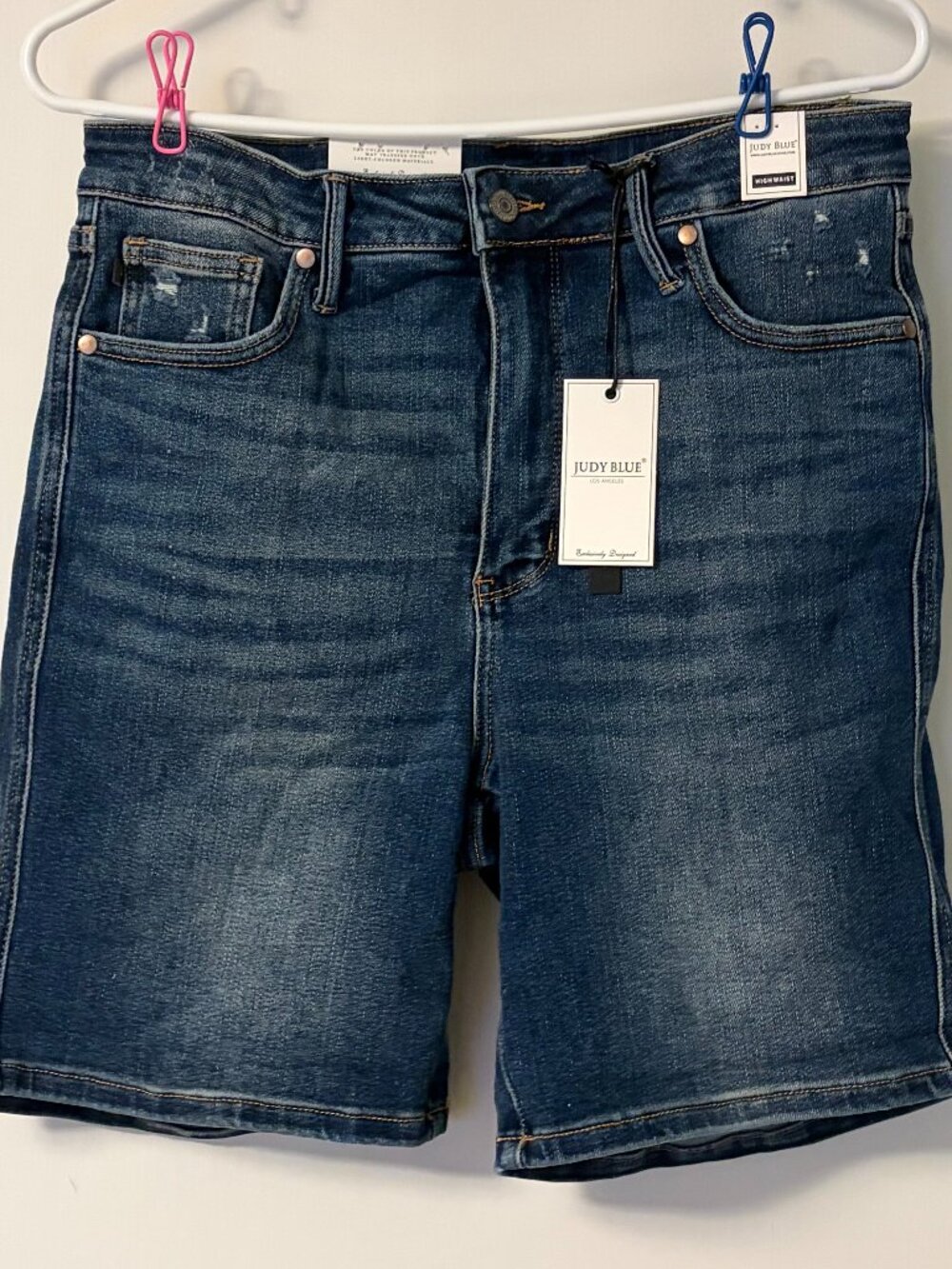 Judy Blue high rise tummy control top denim shorts size XL dark vintage wash NWT